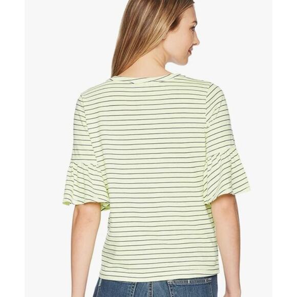 Splendid Women's Ruffle Sleeve Crewneck Striped Pullover T-Shirt Size L Yellow - Picture 3 of 9